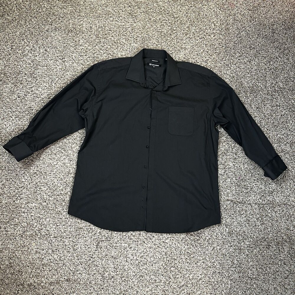 Stacy Adams Regular Fit Men's 17.5 32/33 Black Button Up Long Sleeve Dress Shirt